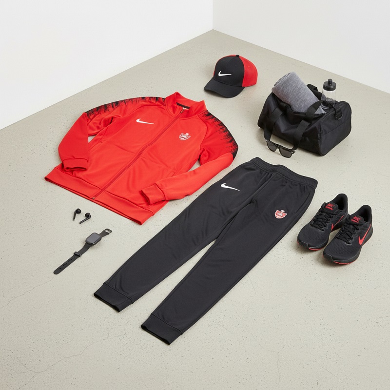 پکیج ست سوییشرت شلوار پرسپولیس مردانه مدلJ92 کفش ورزشی مردانه Nike مدل Tigo زیره قرمز